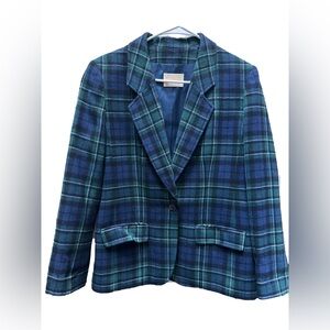 Pendleton Blue and Green Plaid Blazer